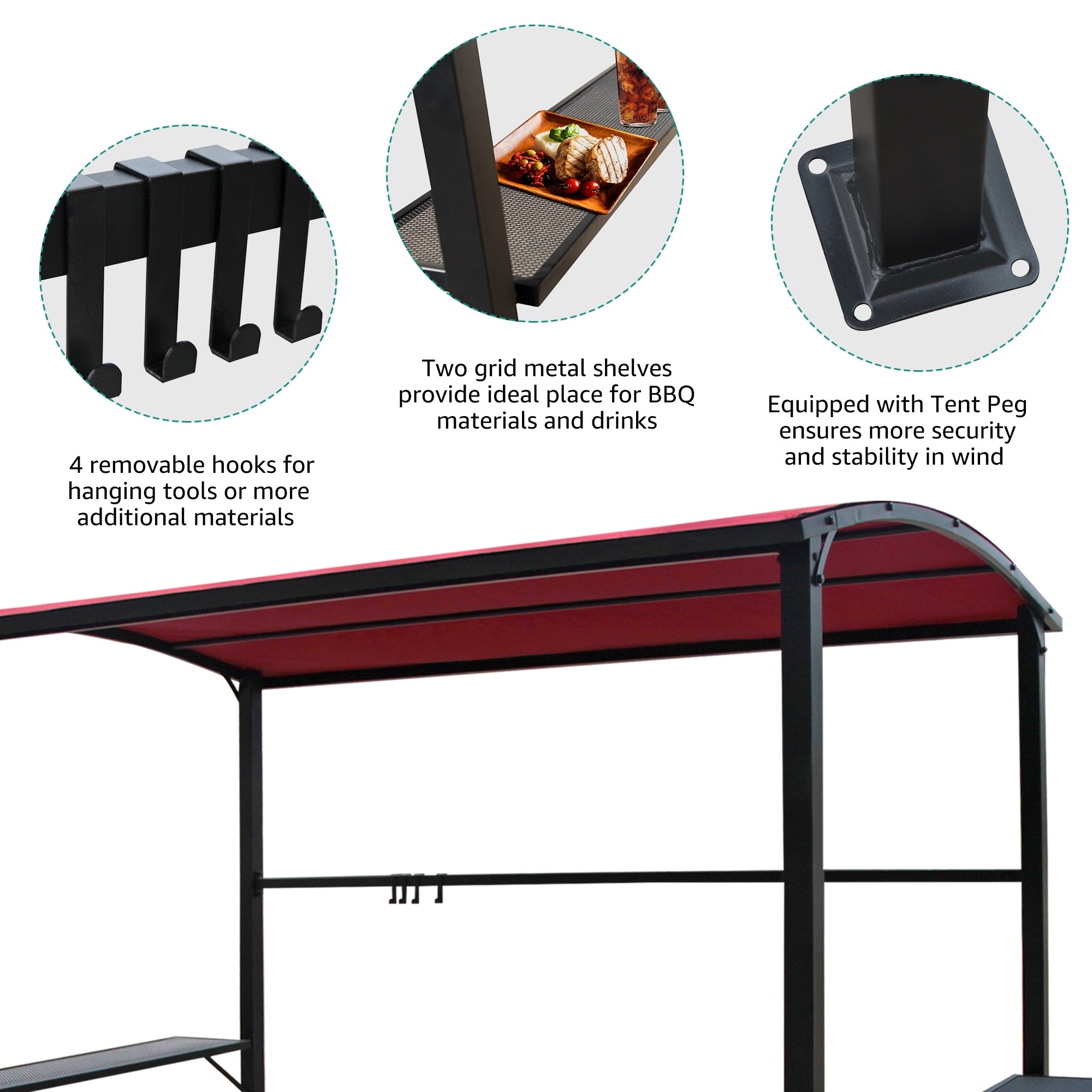 Abri barbecue extérieur à cadre en acier de 5 pi x 8 pi