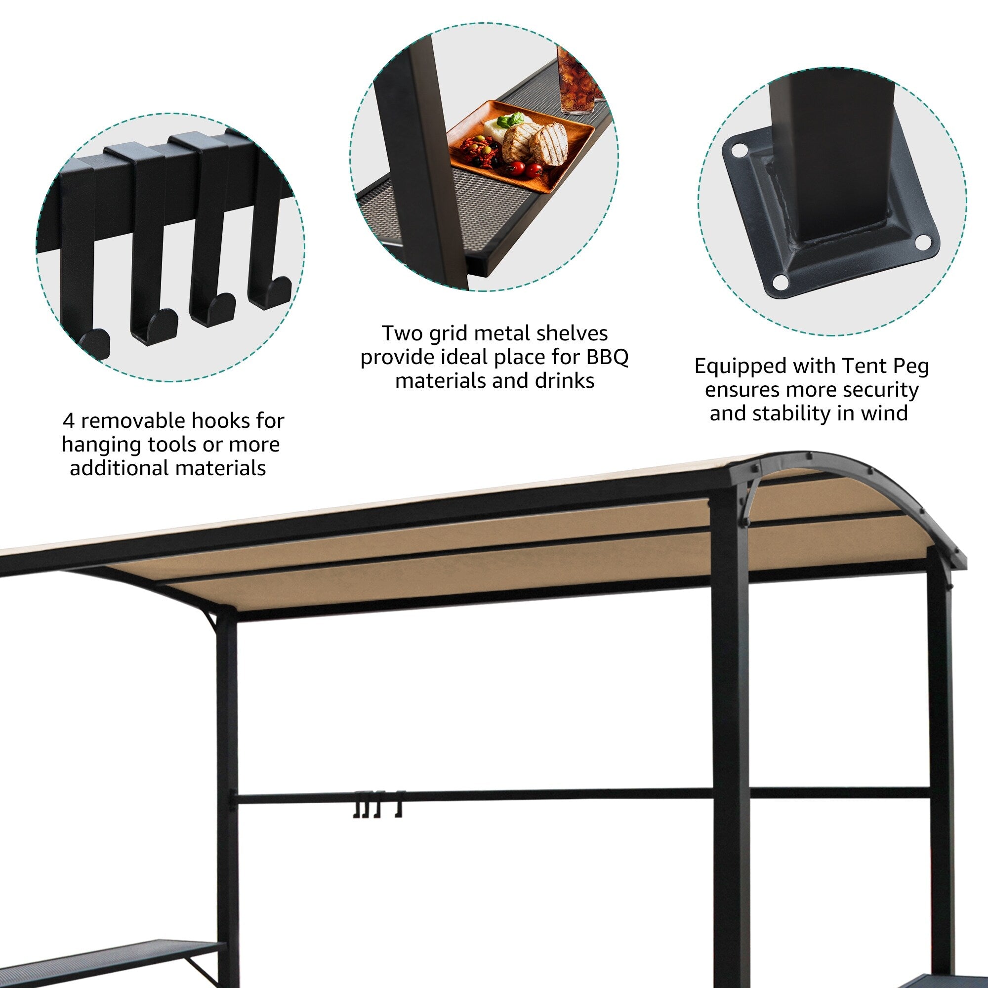Abri barbecue extérieur à cadre en acier de 5 pi x 8 pi