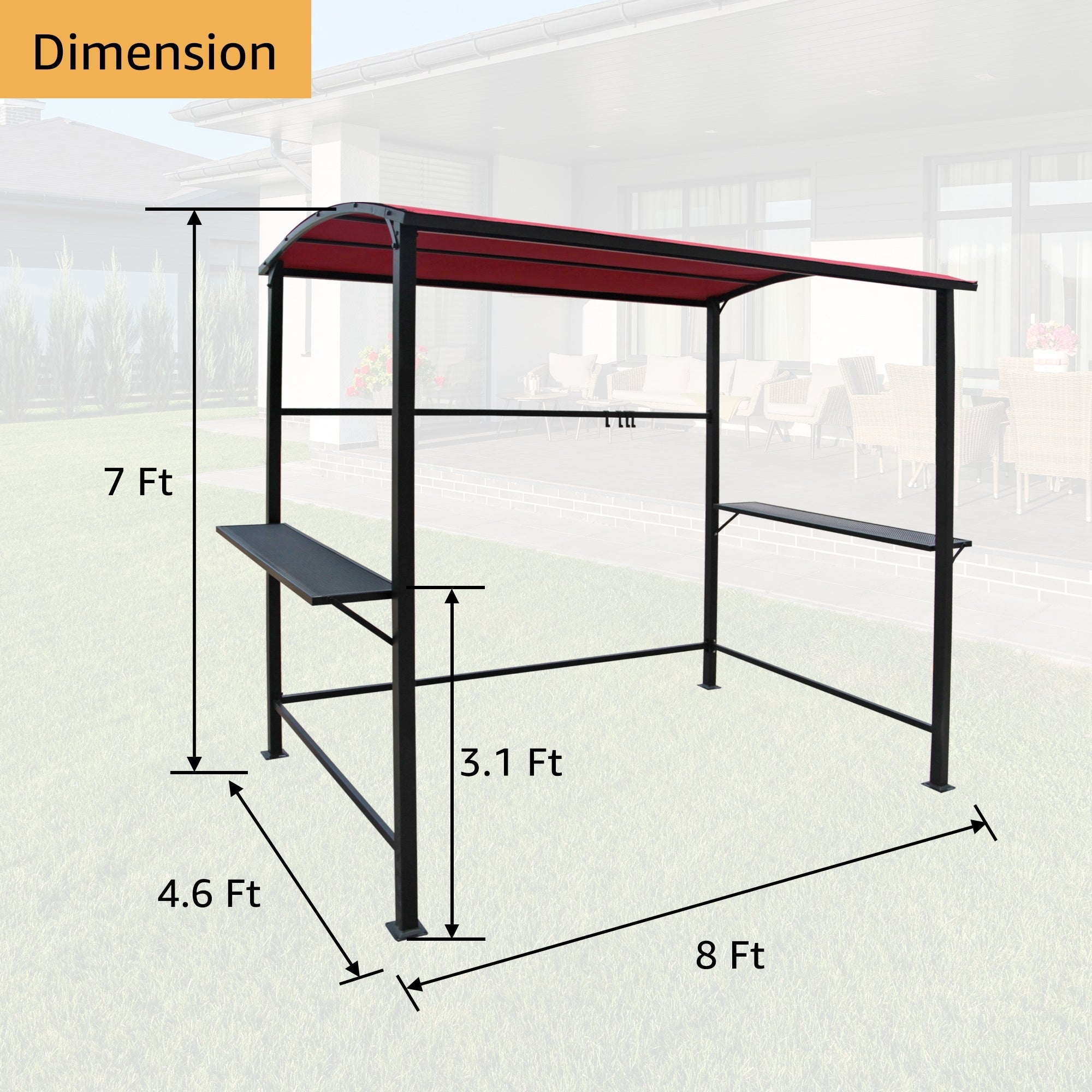 Abri barbecue extérieur à cadre en acier de 5 pi x 8 pi