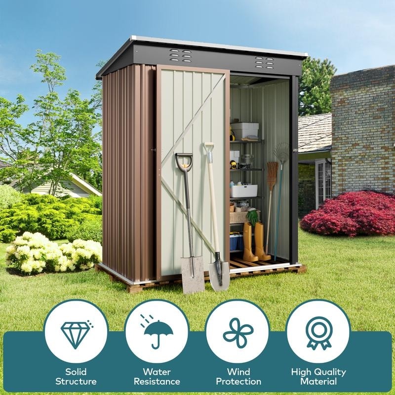 Abri de jardin en métal avec porte verrouillable pour rangement extérieur, meubles de jardin et outils