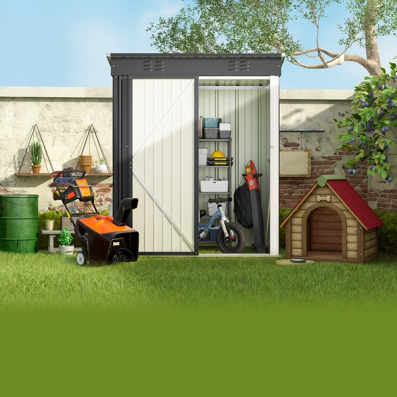 Abri de jardin en métal avec porte verrouillable pour rangement extérieur, meubles de jardin et outils