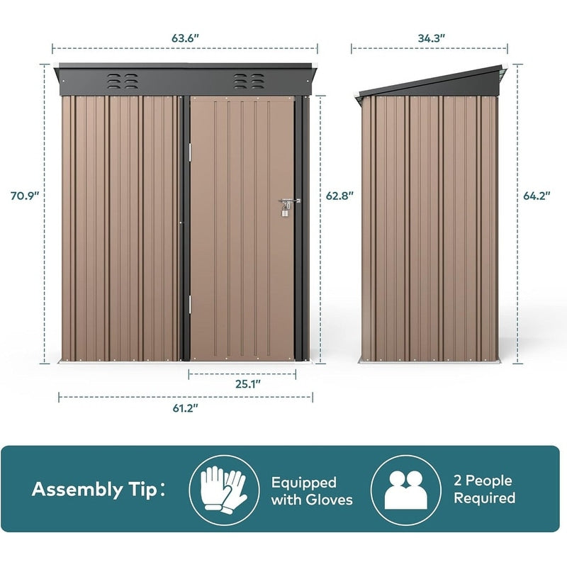 Abri de jardin en métal avec porte verrouillable pour rangement extérieur, meubles de jardin et outils