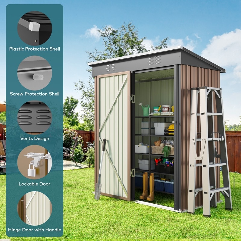Abri de jardin en métal avec porte verrouillable pour rangement extérieur, meubles de jardin et outils