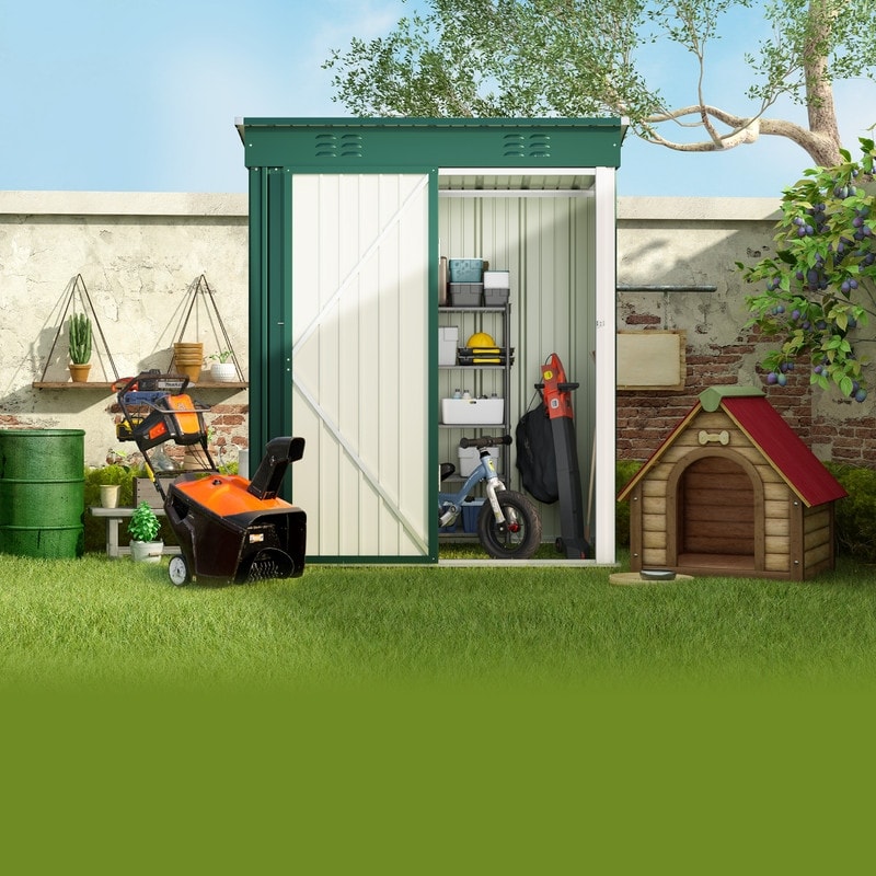 Abri de jardin en métal avec porte verrouillable pour rangement extérieur, meubles de jardin et outils