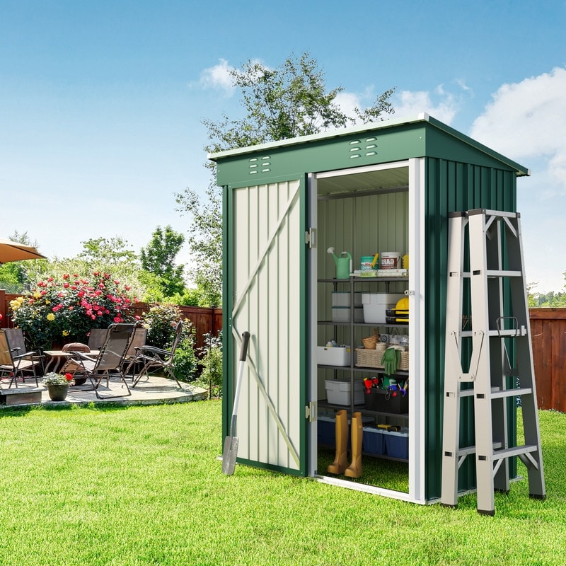 Abri de jardin en métal avec porte verrouillable pour rangement extérieur, meubles de jardin et outils