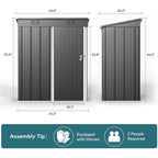 Abri de jardin en métal avec porte verrouillable pour rangement extérieur, meubles de jardin et outils
