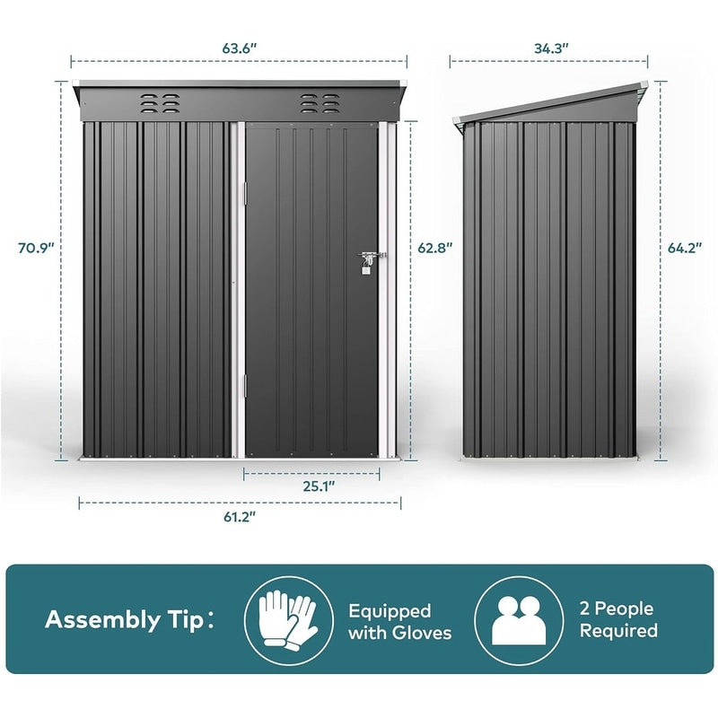 Abri de jardin en métal avec porte verrouillable pour rangement extérieur, meubles de jardin et outils