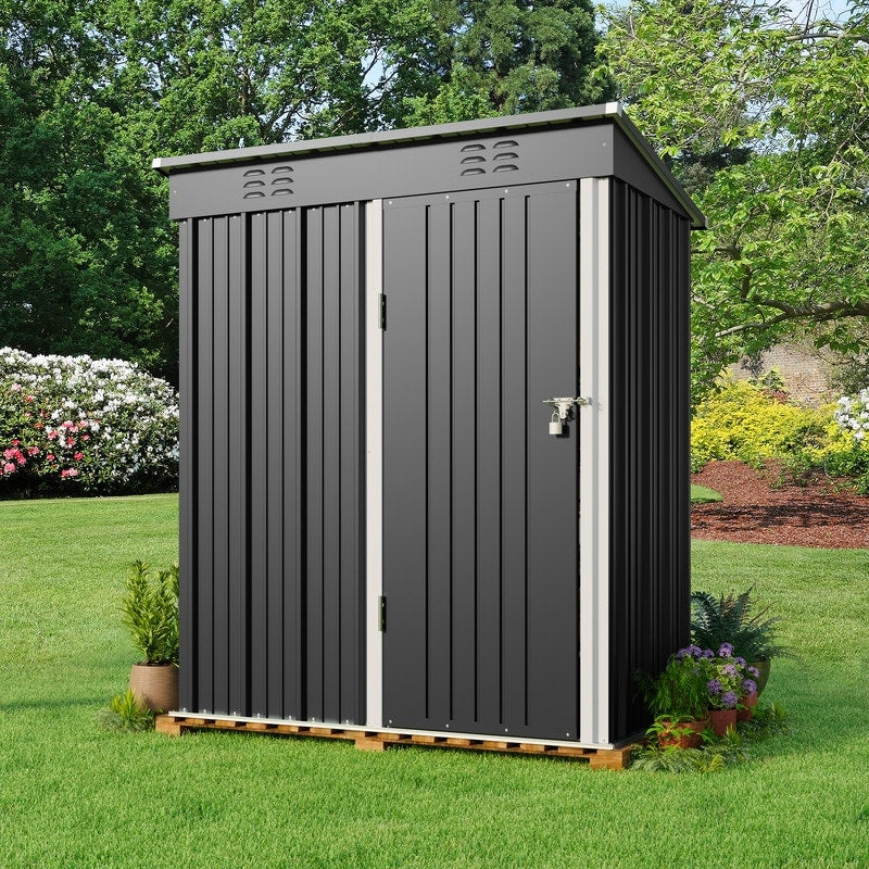 Abri de jardin en métal avec porte verrouillable pour rangement extérieur, meubles de jardin et outils