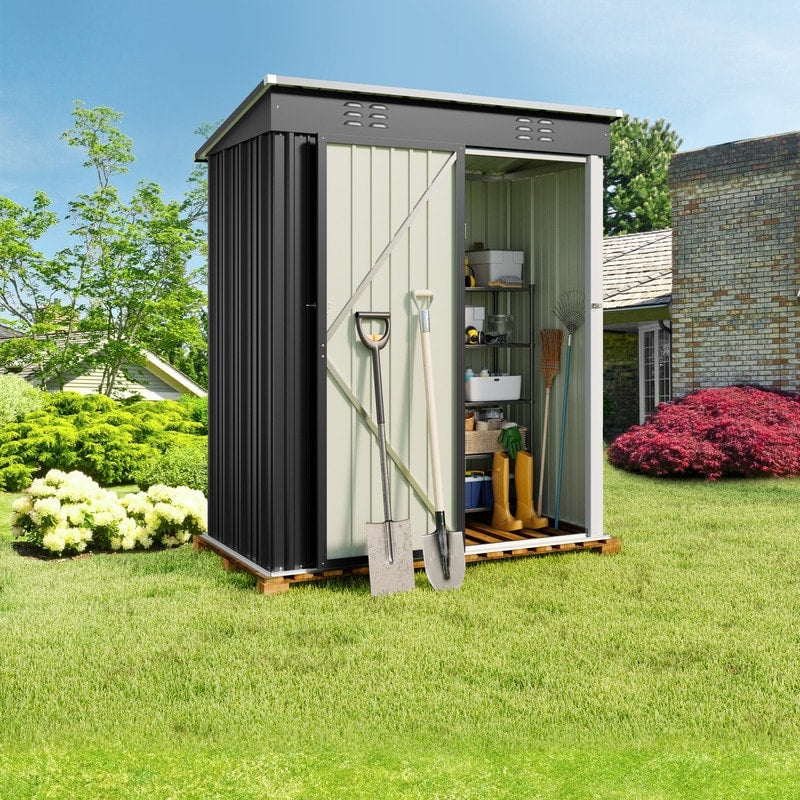 Abri de jardin en métal avec porte verrouillable pour rangement extérieur, meubles de jardin et outils
