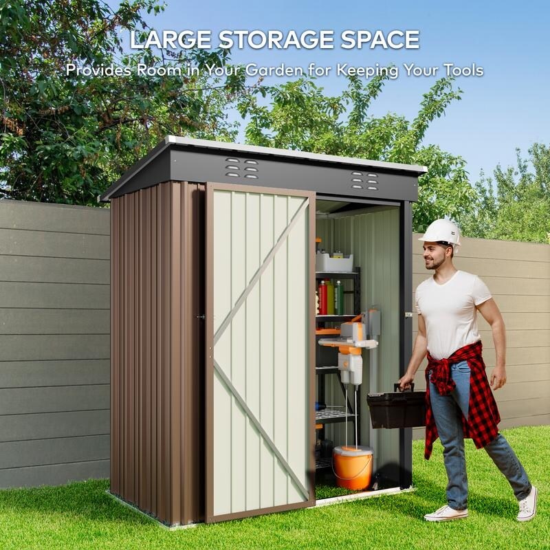 Abri de jardin en métal avec porte verrouillable pour rangement extérieur, meubles de jardin et outils
