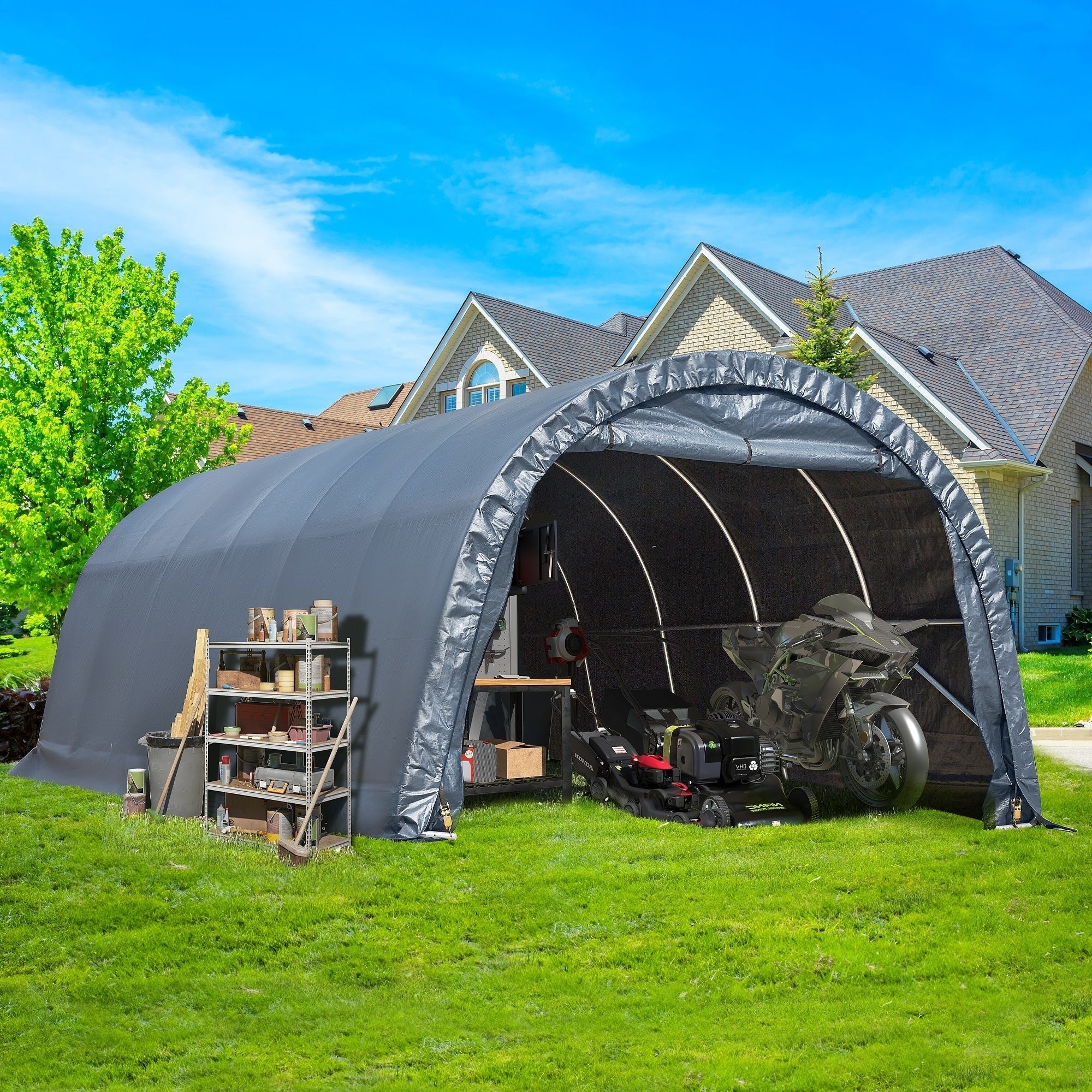 Abri de jardin et abri d'auto extérieur : abri portable pour vélos, motos et rangement de jardin
