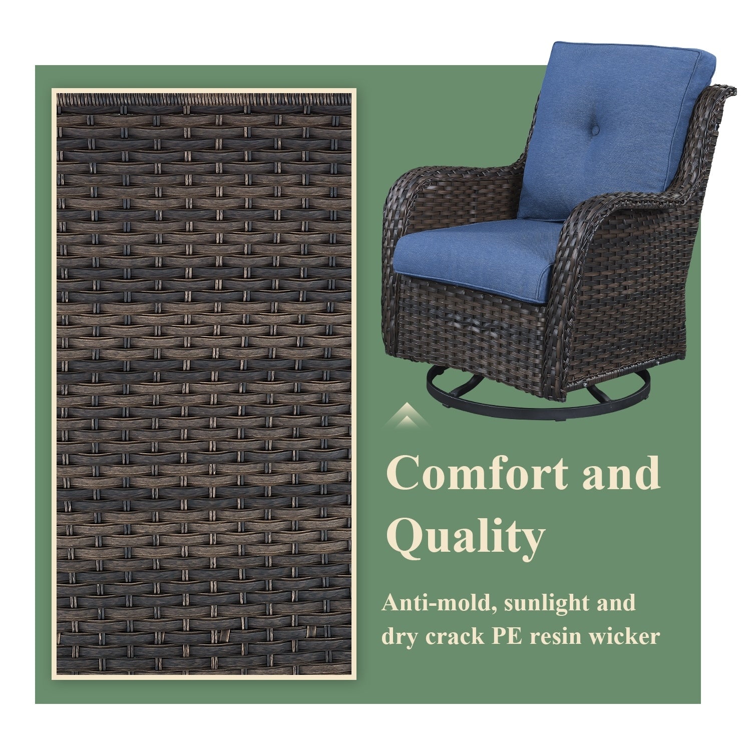 Chaises à bascule d'extérieur en osier Gymojoy avec base pivotante (lot de 2)