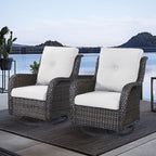 Chaises à bascule d'extérieur en osier Gymojoy avec base pivotante (lot de 2)