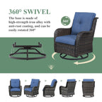 Chaises à bascule d'extérieur en osier Gymojoy avec base pivotante (lot de 2)