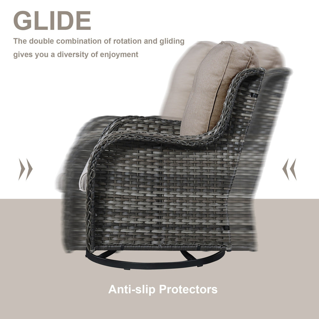 Chaises à bascule d'extérieur en osier Gymojoy avec base pivotante (lot de 2)