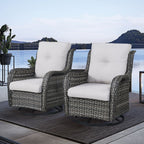Chaises à bascule d'extérieur en osier Gymojoy avec base pivotante (lot de 2)