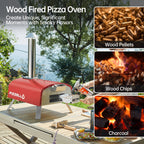 Four à pizza extérieur au feu de bois, four à pizza portable avec pelle à pizza et sac de transport - 16 pouces