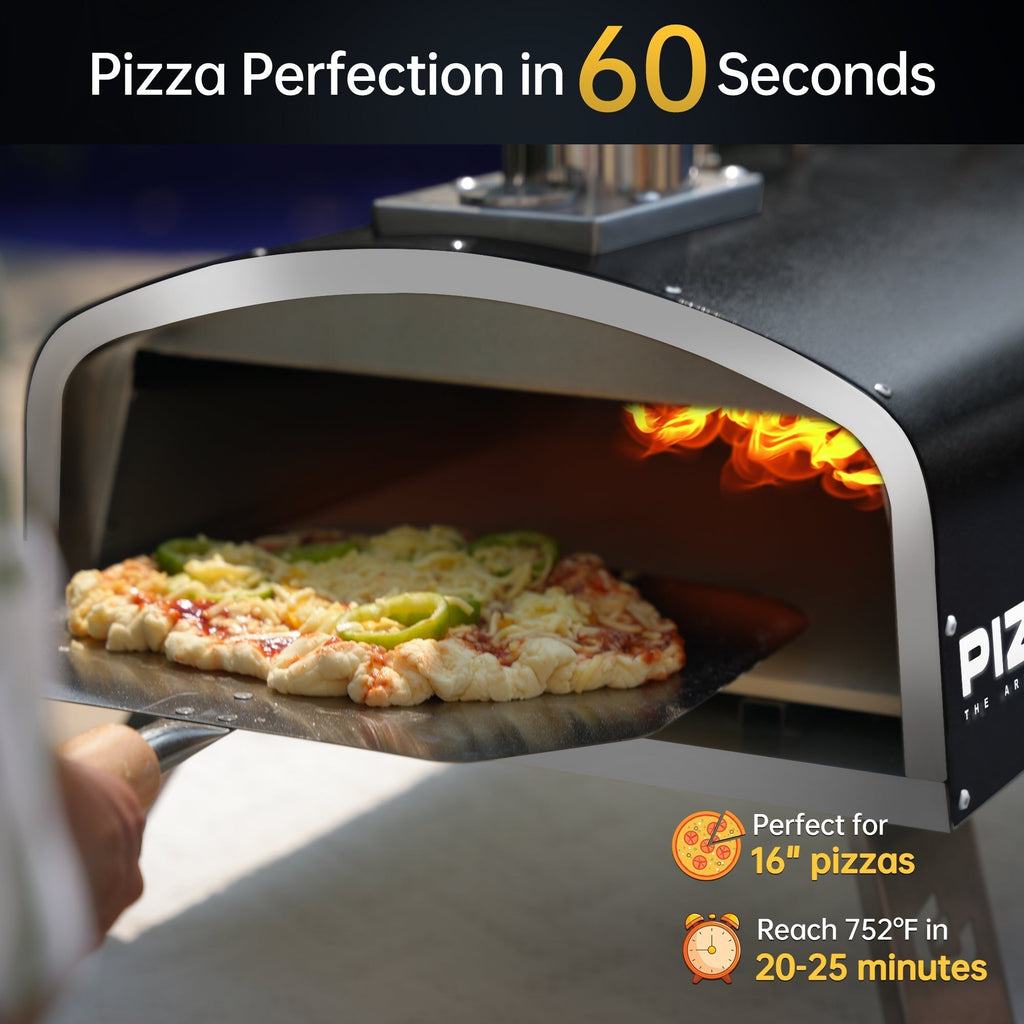 Four à pizza extérieur au feu de bois, four à pizza portable avec pelle à pizza et sac de transport - 16 pouces
