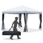 Auvent pop-up robuste Outsunny 10' x 10' avec filet latéral amovible en maille, conception facile à installer, événement de fête en plein air