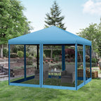 Auvent pop-up robuste Outsunny 10' x 10' avec filet latéral amovible en maille, conception facile à installer, événement de fête en plein air