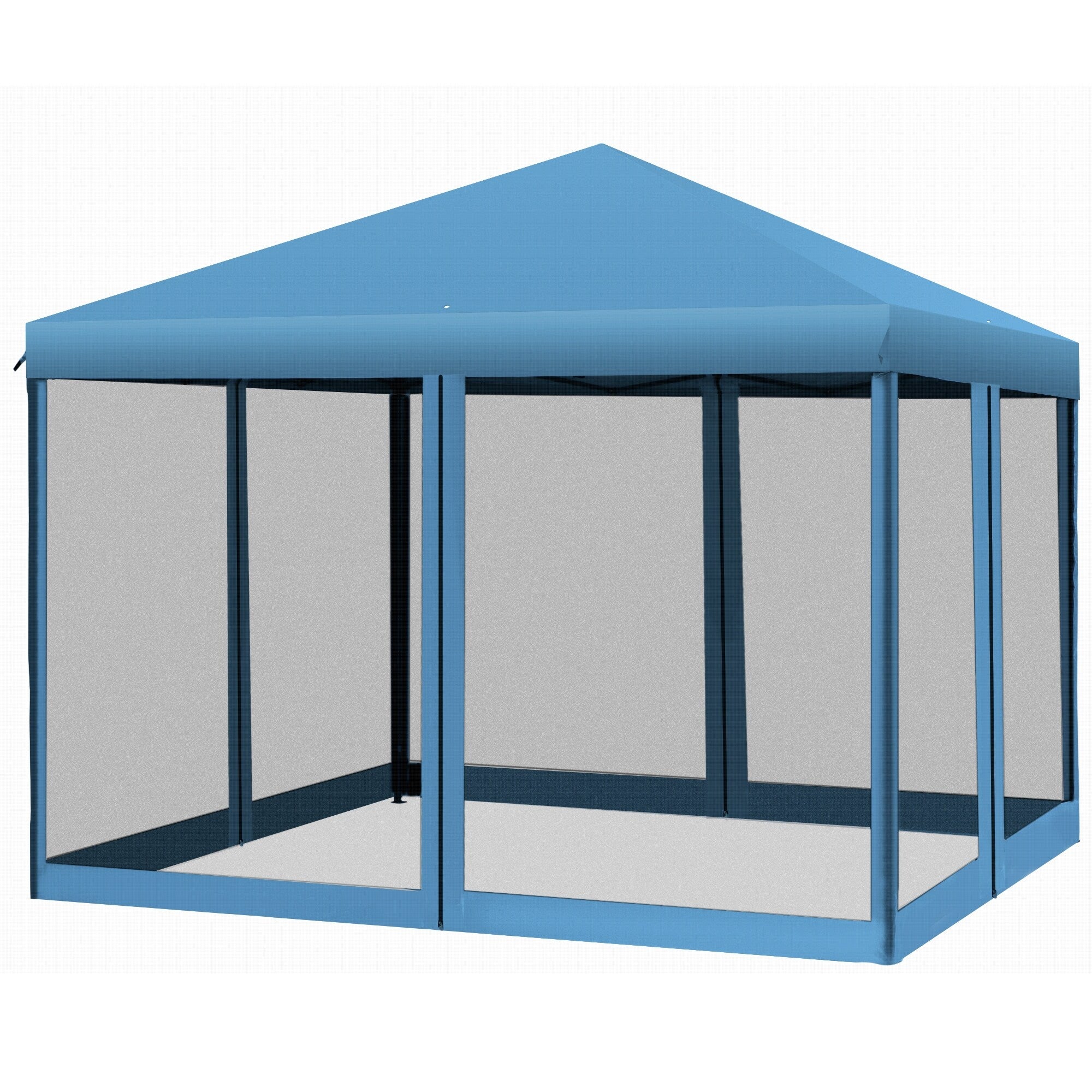 Auvent pop-up robuste Outsunny 10' x 10' avec filet latéral amovible en maille, conception facile à installer, événement de fête en plein air