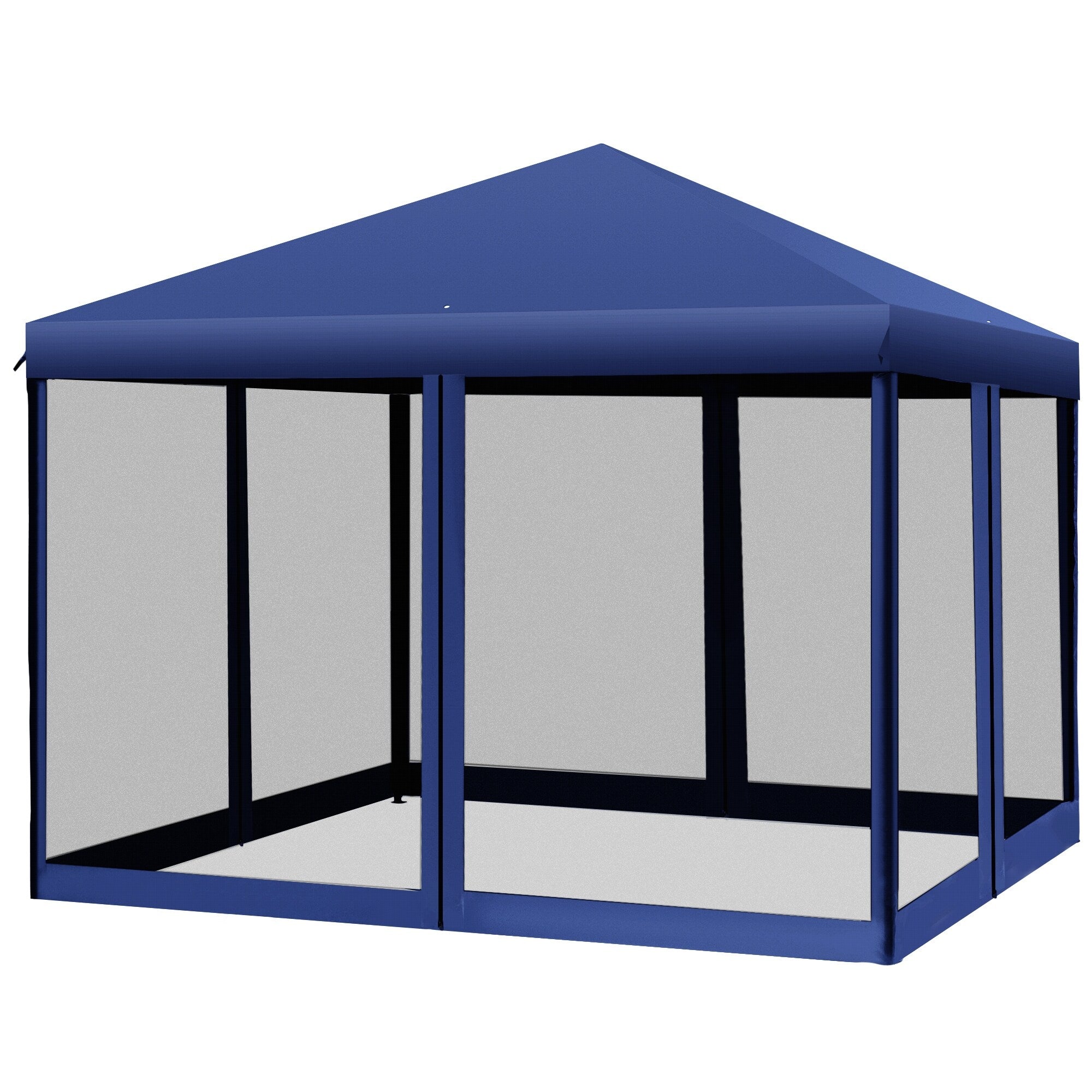Auvent pop-up robuste Outsunny 10' x 10' avec filet latéral amovible en maille, conception facile à installer, événement de fête en plein air