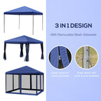 Auvent pop-up robuste Outsunny 10' x 10' avec filet latéral amovible en maille, conception facile à installer, événement de fête en plein air