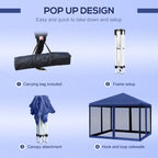 Auvent pop-up robuste Outsunny 10' x 10' avec filet latéral amovible en maille, conception facile à installer, événement de fête en plein air