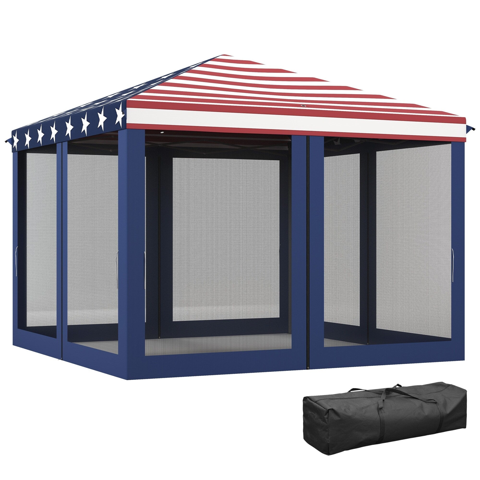 Auvent pop-up robuste Outsunny 10' x 10' avec filet latéral amovible en maille, conception facile à installer, événement de fête en plein air