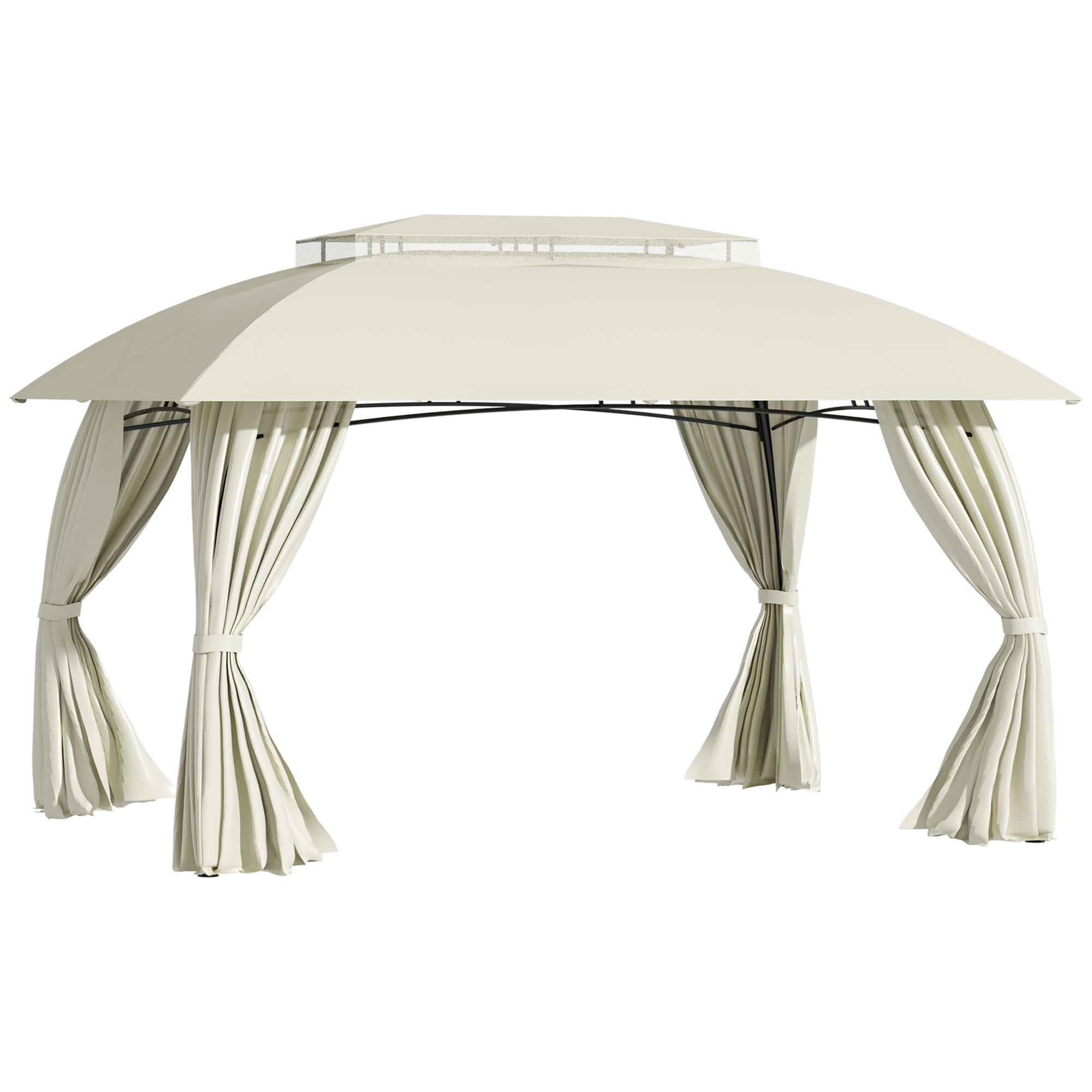 Gazebo de terrasse Outsunny 10' x 13', abri d'extérieur avec parois latérales, toit à double ventilation et structure en acier