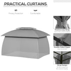 Gazebo de terrasse Outsunny 10' x 13', abri d'extérieur avec parois latérales, toit à double ventilation et structure en acier