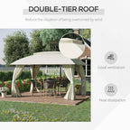 Gazebo de terrasse Outsunny 10' x 13', abri d'extérieur avec parois latérales, toit à double ventilation et structure en acier