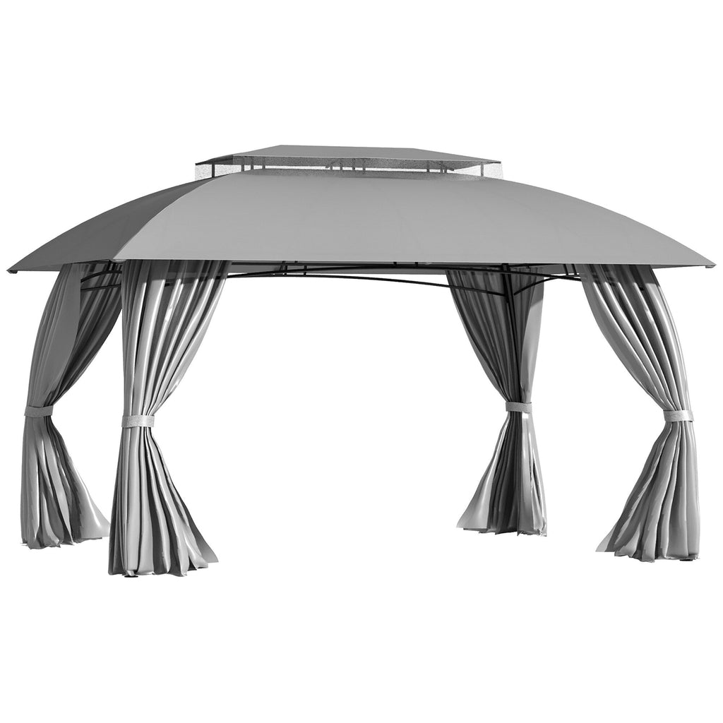 Gazebo de terrasse Outsunny 10' x 13', abri d'extérieur avec parois latérales, toit à double ventilation et structure en acier