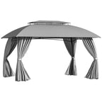Gazebo de terrasse Outsunny 10' x 13', abri d'extérieur avec parois latérales, toit à double ventilation et structure en acier