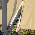 Parasol de terrasse solaire à LED Outsunny de 3 m, parasol suspendu décalé avec rotation à 360°, base croisée, 8 baleines, inclinaison et manivelle