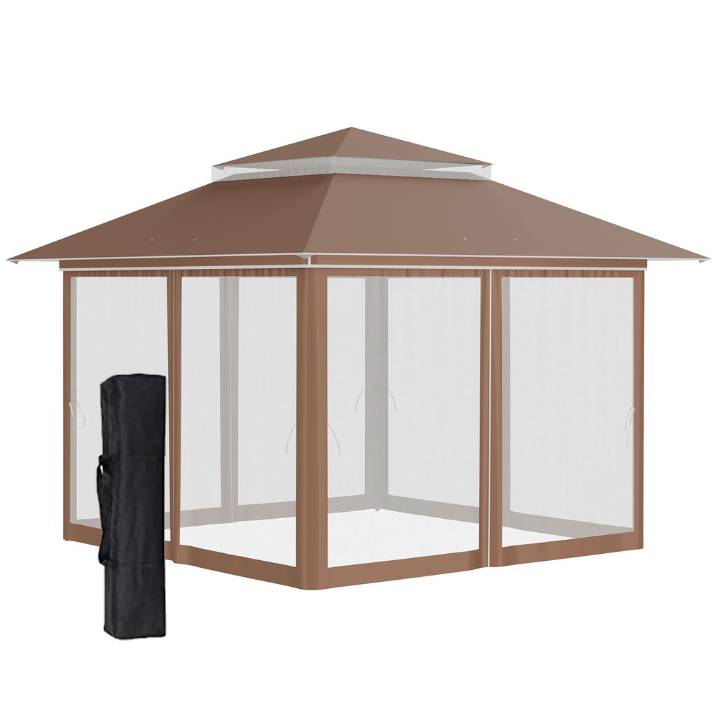 Outsunny 12' x 12' Pop Up Canopy Sun Shade Tente instantanée pliable avec filet latéral en maille, hauteur réglable sur 3 niveaux