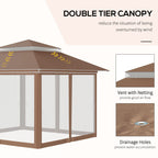 Outsunny 12' x 12' Pop Up Canopy Sun Shade Tente instantanée pliable avec filet latéral en maille, hauteur réglable sur 3 niveaux