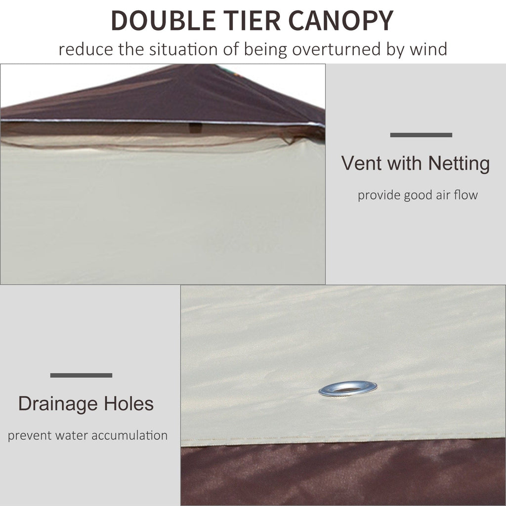 Outsunny 12' x 12' Pop Up Canopy Sun Shade Tente instantanée pliable avec filet latéral en maille, hauteur réglable sur 3 niveaux