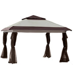 Outsunny 12' x 12' Pop Up Canopy Sun Shade Tente instantanée pliable avec filet latéral en maille, hauteur réglable sur 3 niveaux