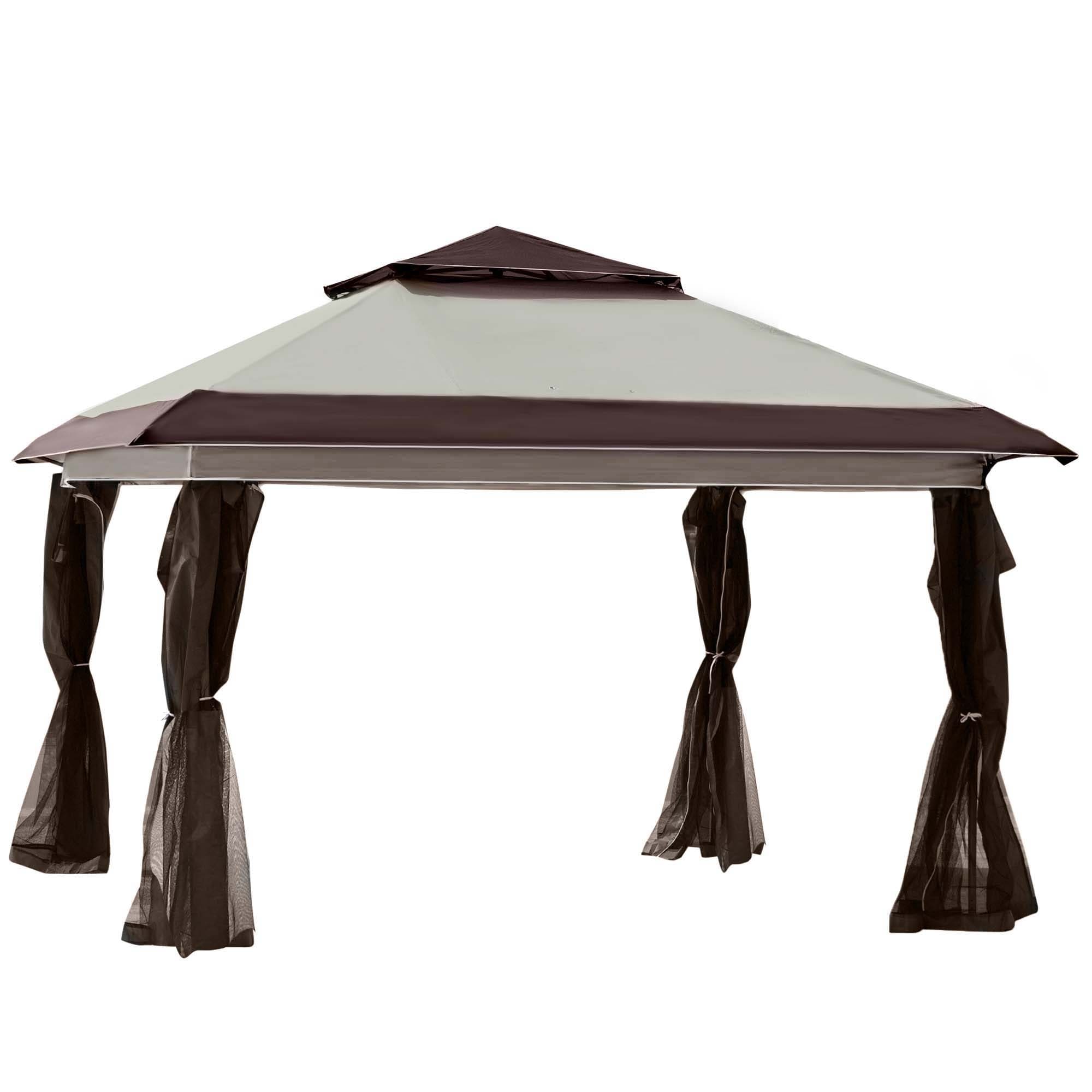 Outsunny 12' x 12' Pop Up Canopy Sun Shade Tente instantanée pliable avec filet latéral en maille, hauteur réglable sur 3 niveaux