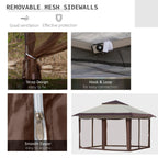 Outsunny 12' x 12' Pop Up Canopy Sun Shade Tente instantanée pliable avec filet latéral en maille, hauteur réglable sur 3 niveaux