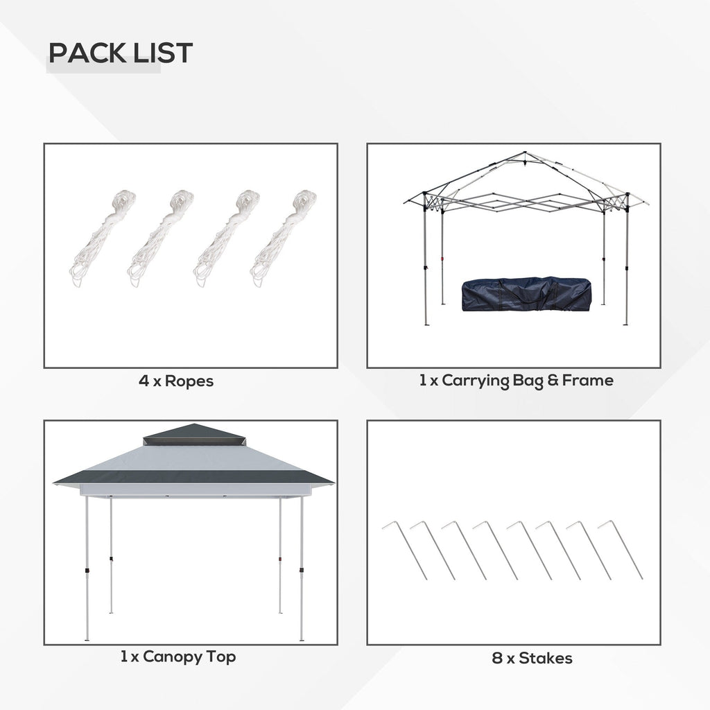 Outsunny 12' x 12' Pop Up Canopy Sun Shade Tente instantanée pliable avec filet latéral en maille, hauteur réglable sur 3 niveaux