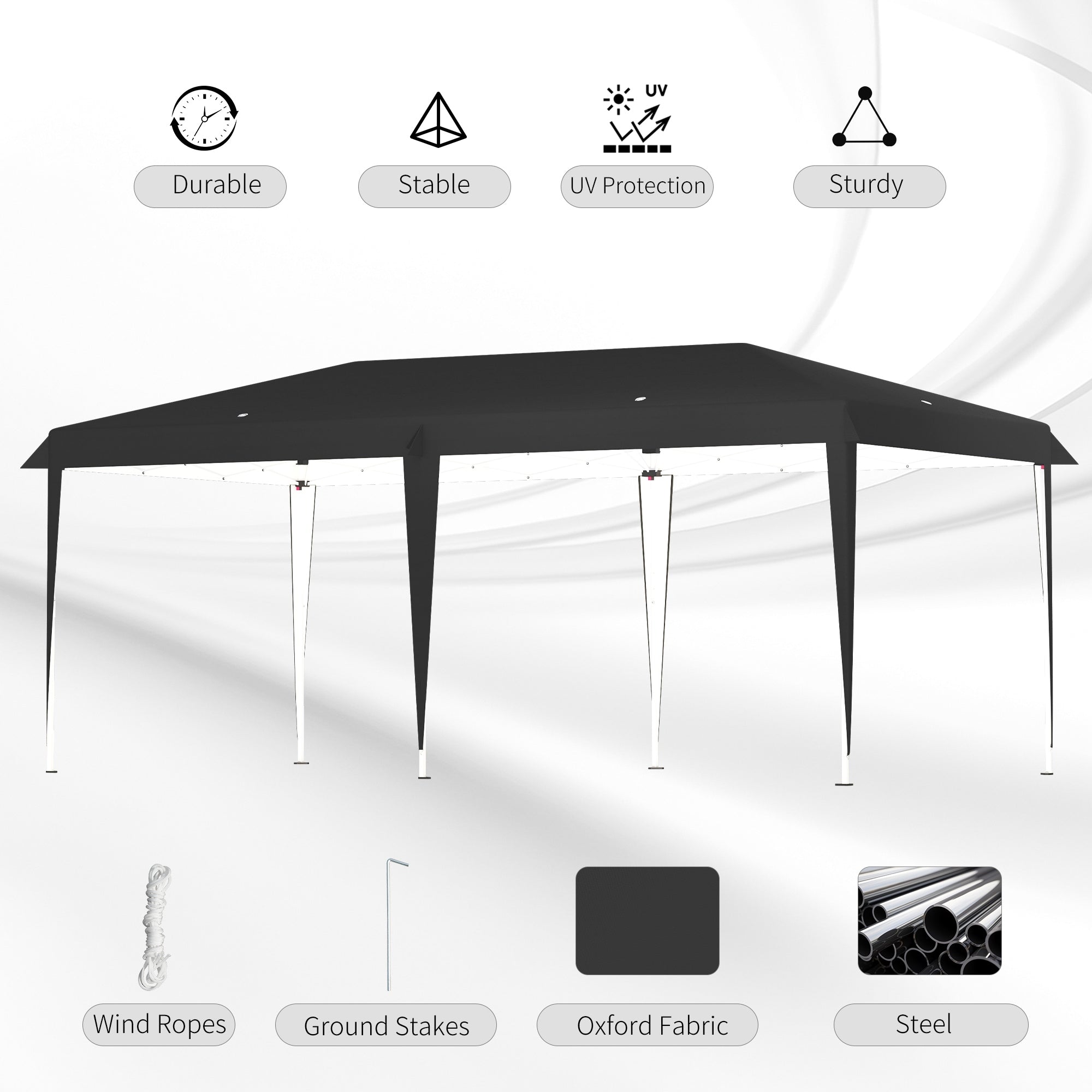 Auvent pop-up robuste Outsunny avec cadre robuste, toit anti-UV et sac de transport pour terrasse, jardin, plage et arrière-cour