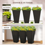 Lot de 3 grands pots de fleurs en plastique Outsunny 28 cm, pour l'intérieur et l'extérieur, pour l'entrée, la terrasse et la cour.
