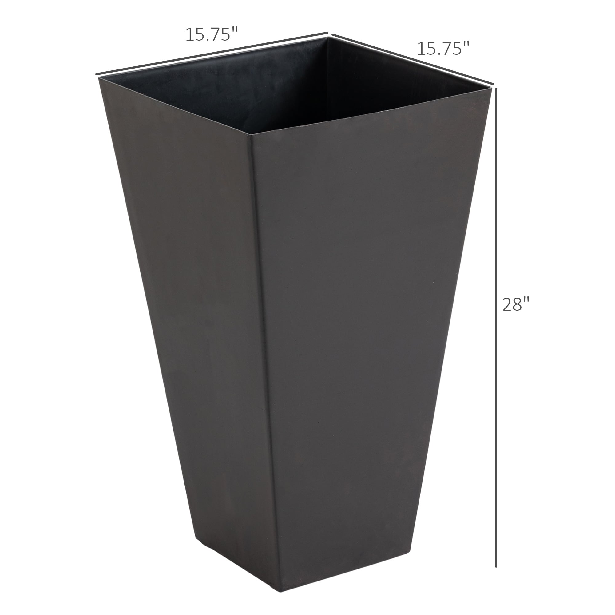 Lot de 3 grands pots de fleurs en plastique Outsunny 28 cm, pour l'intérieur et l'extérieur, pour l'entrée, la terrasse et la cour.