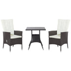 Ensemble de 3 canapés de patio Outsunny en rotin synthétique, chaises inclinables d'extérieur, table basse avec plateau en plastique grain de bois