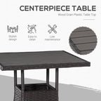 Ensemble de 3 canapés de patio Outsunny en rotin synthétique, chaises inclinables d'extérieur, table basse avec plateau en plastique grain de bois