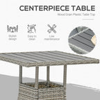Ensemble de 3 canapés de patio Outsunny en rotin synthétique, chaises inclinables d'extérieur, table basse avec plateau en plastique grain de bois