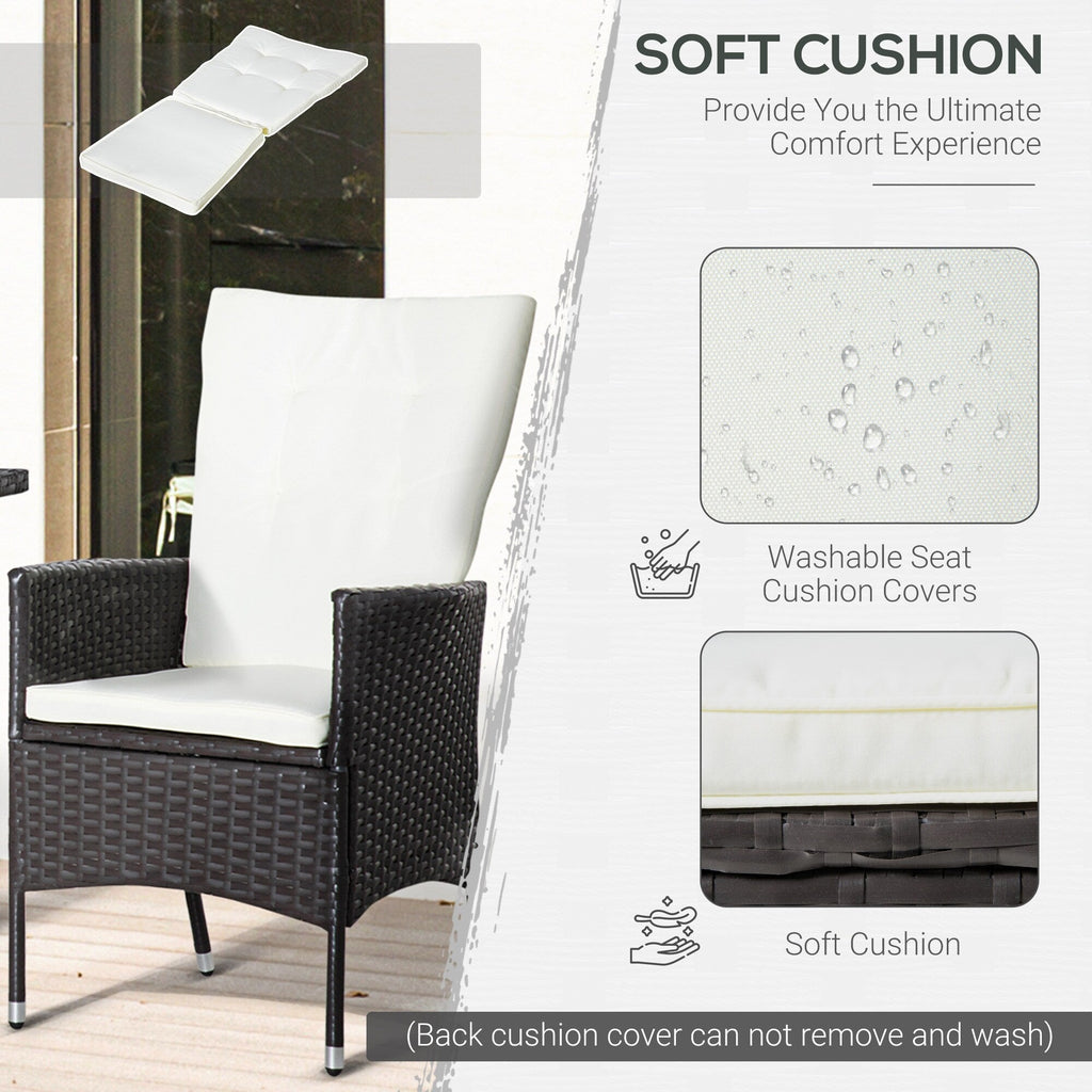 Ensemble de 3 canapés de patio Outsunny en rotin synthétique, chaises inclinables d'extérieur, table basse avec plateau en plastique grain de bois