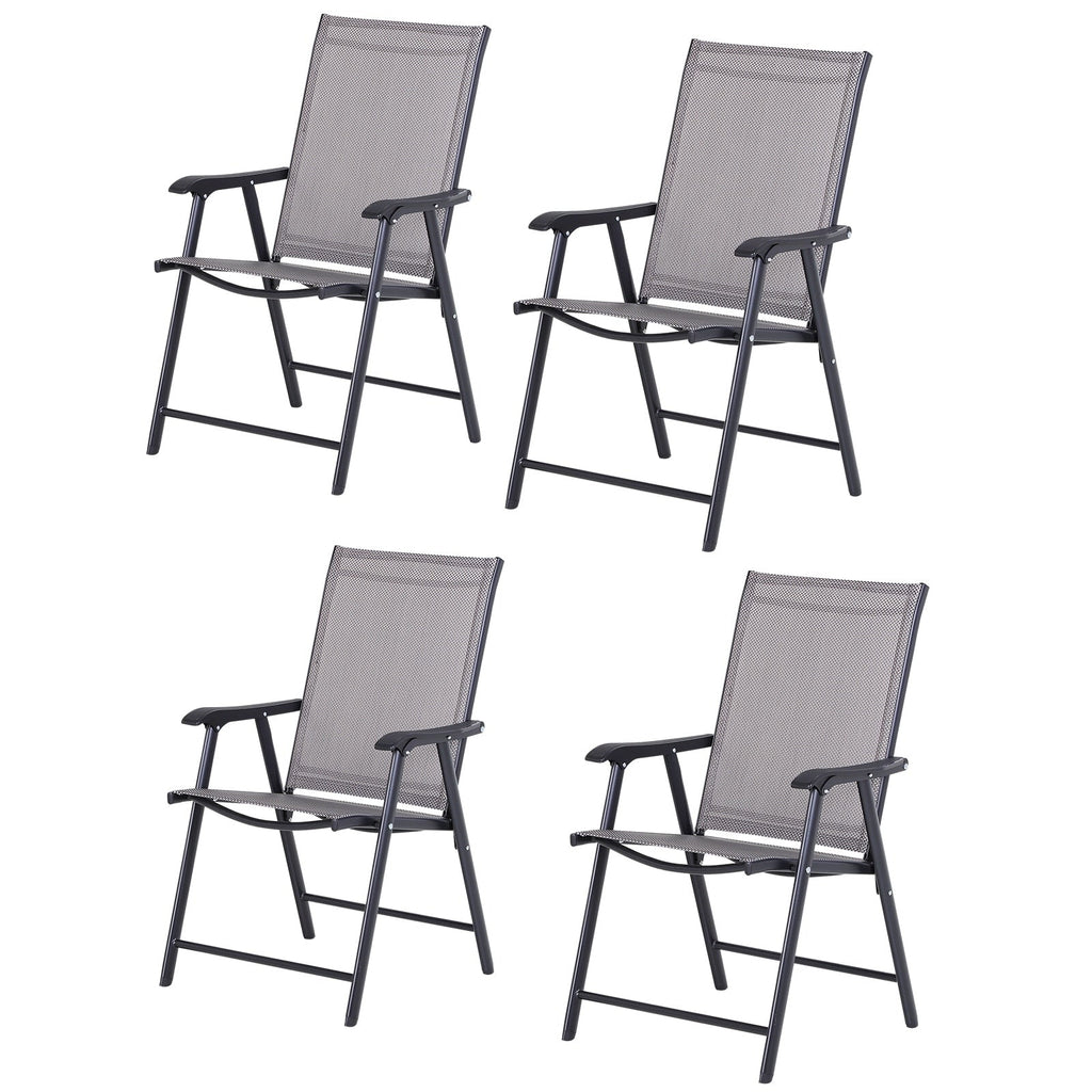 Ensemble de 4 chaises de patio pliantes Outsunny au design simple et chic, confortables pour la terrasse, le jardin, la cour et les voyages
